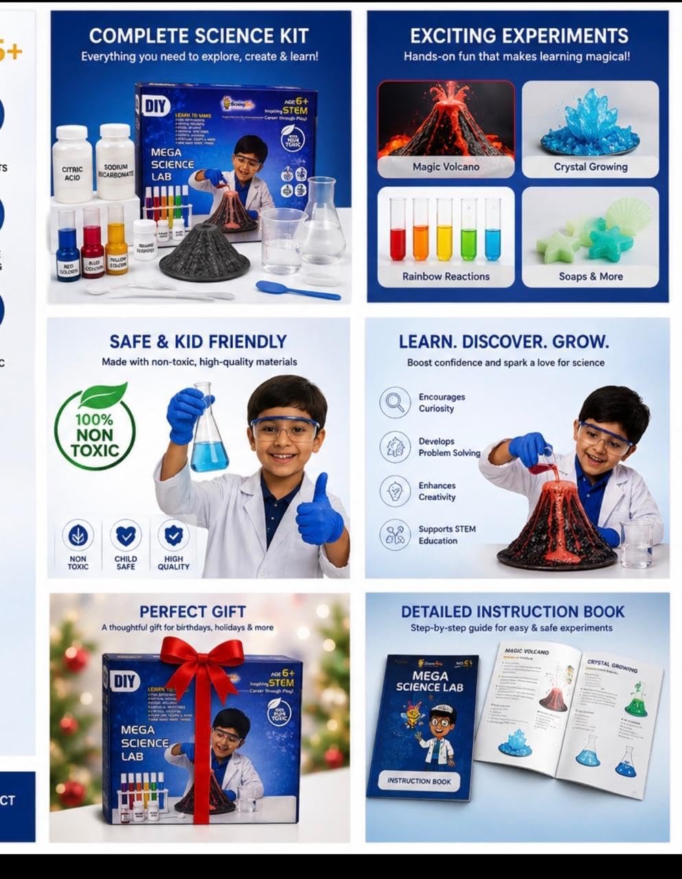 Science Discovery Kit | 100 Fun Experiments | Educational Toy for Children | Age 6+ with Chemistry STEM Learning Set